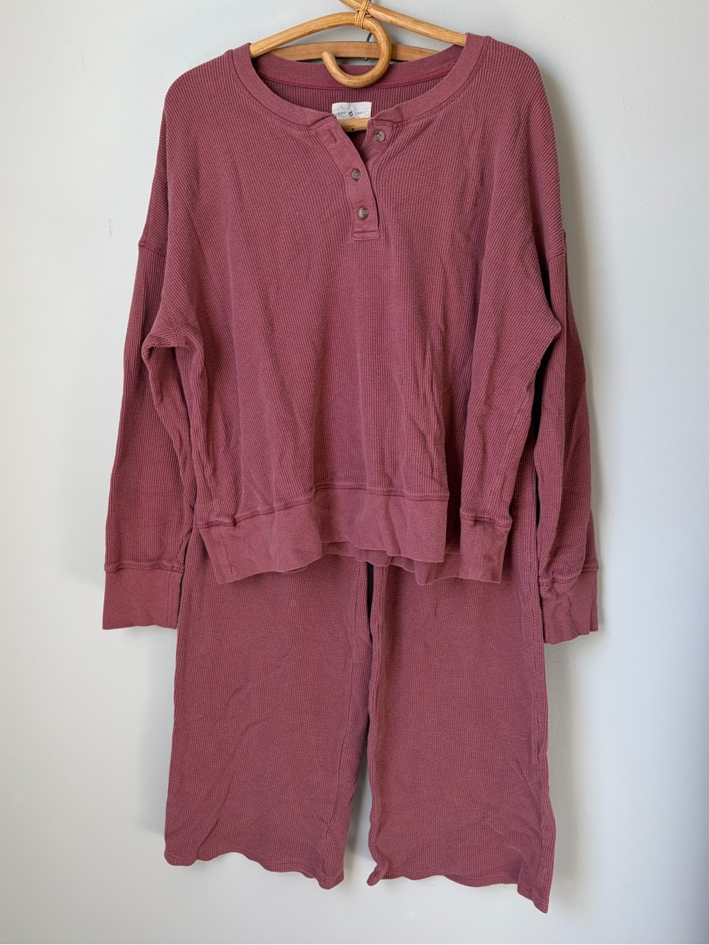 Lou & Grey Waffle Knit Matching Loungewear Set Pink